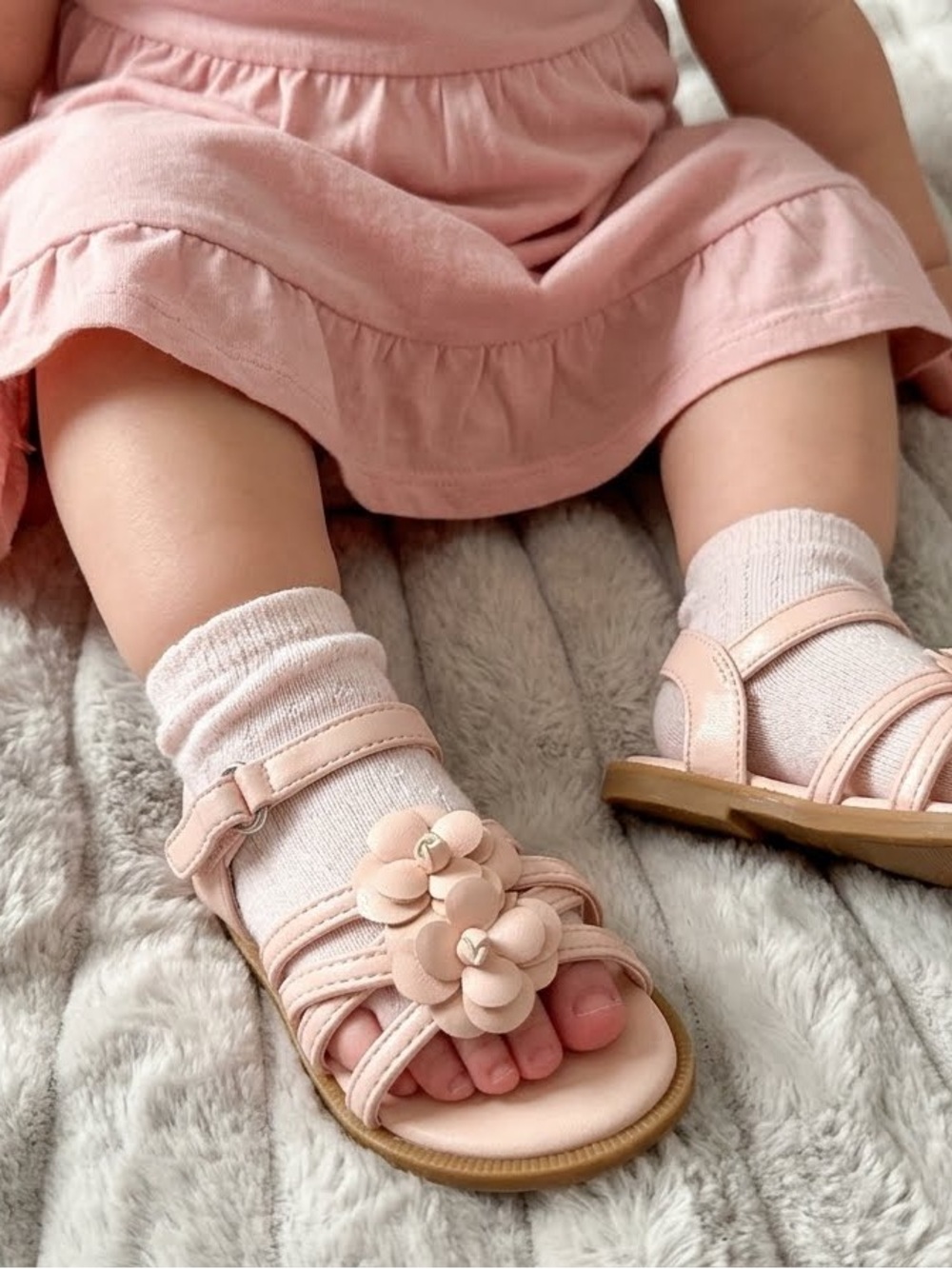 Vince Camuto Toddler Blush Pink Floral Strap Sandals